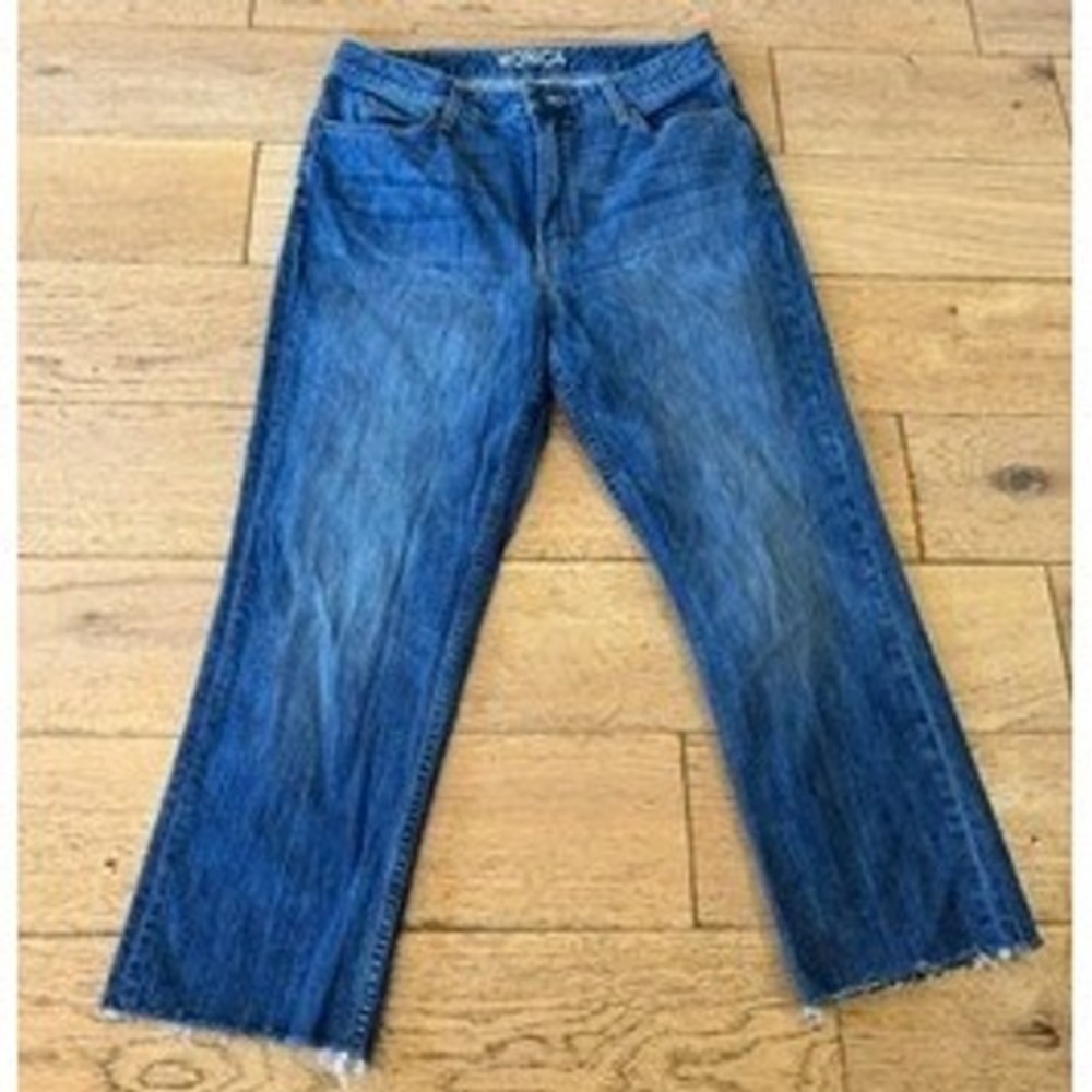 Kimes‎ Ranch Monica Jeans 12 Blue Excellent High Rise Straight Raw Hem (1715)